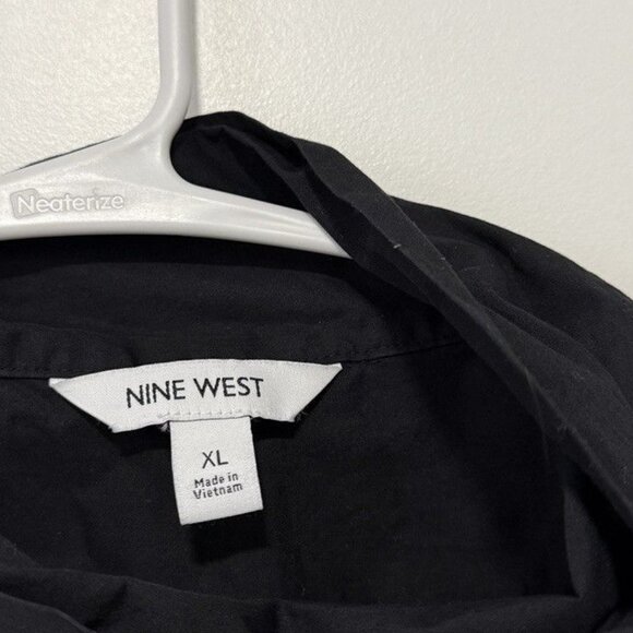 Nine West Black Tops Lace Up Bow Career Party Blouse Shirts Size XL - Picture 3 of 4